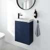 Homesight Meuble lave-mains à poser bleu nuit mat l.44 cm Imandra + plan vasque effet marbre blanc, GoodHome