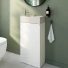 Homesight Meuble lave-mains à poser blanc mat l.44 cm Imandra + plan vasque béton beige moucheté, GoodHome* Lave-Mains