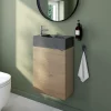 Meuble lave-mains à poser effet chêne l.44 cm Imandra + plan vasque béton gris, GoodHome
