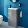 GoodHome Meuble lave-mains à poser gris brillant l.44 cm Imandra + plan vasque terrazzo,* Lave-Mains