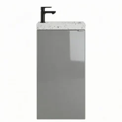 GoodHome Meuble lave-mains à poser gris brillant l.44 cm Imandra + plan vasque terrazzo,* Lave-Mains