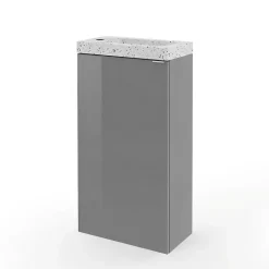 GoodHome Meuble lave-mains à poser gris brillant l.44 cm Imandra + plan vasque terrazzo,* Lave-Mains