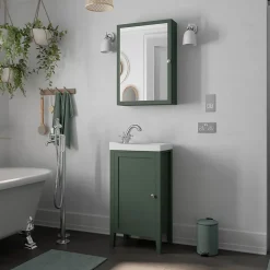 GoodHome Meuble lave-mains à poser l.60 cm vert + plan vasque lave-mains Lana, Perma* Lave-Mains