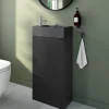 Homesight Meuble lave-mains à poser noir mat l.44 cm Imandra + plan vasque béton gris, GoodHome