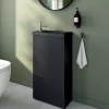 GoodHome Meuble lave-mains à poser noir mat l.44 cm Imandra + plan vasque noir résine Beni,* Lave-Mains