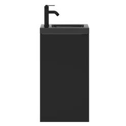 GoodHome Meuble lave-mains à poser noir mat l.44 cm Imandra + plan vasque noir céramique Nira,* Lave-Mains
