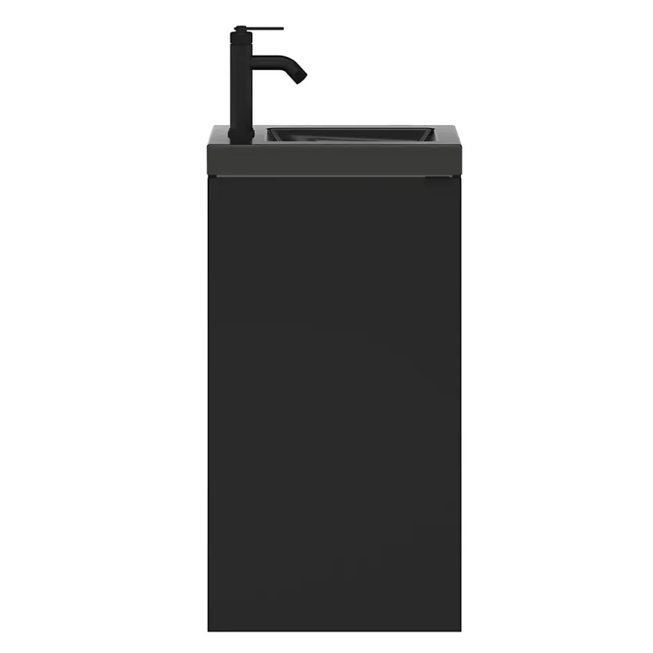 GoodHome Meuble lave-mains à poser noir mat l.44 cm Imandra + plan vasque noir céramique Nira,* Lave-Mains