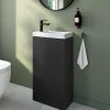 Homesight Meuble lave-mains à poser noir mat l.44 cm Imandra + plan vasque noir terrazzo, GoodHome