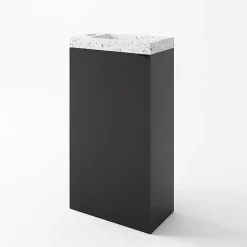 Homesight Meuble lave-mains à poser noir mat l.44 cm Imandra + plan vasque noir terrazzo, GoodHome