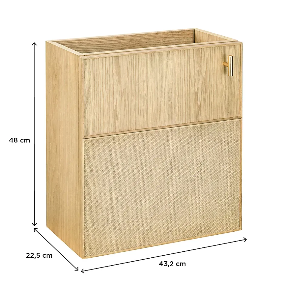 Homesight Meuble lave-mains à suspendre l.43,2 x H.48 x P.22,5 cm, effet chêne clair et jute, Java* Lave-Mains