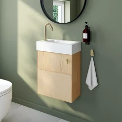 Homesight Meuble lave-mains à suspendre l.43,2 x H.48 x P.22,5 cm, effet chêne clair et jute, Java* Lave-Mains
