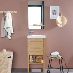 Mob-In Meuble lave-mains ATOLL avec vasque blanche + miroir* Meuble Wc