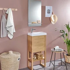 Mob-In Meuble lave-mains ATOLL avec vasque blanche + miroir* Meuble Wc