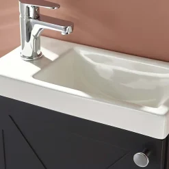 Mob-In Meuble lave-mains AVA noir carbone + miroir tablette blanche
