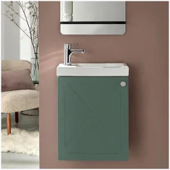 Mob-In Meuble lave-mains AVA vert de gris + robinet chromé* Lave-Mains