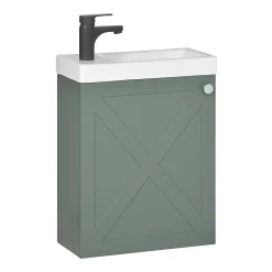 Mob-In Meuble lave-mains AVA vert de gris + robinet noir