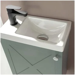 Mob-In Meuble lave-mains AVA vert de gris + robinet noir