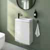 GoodHome Meuble lave-mains blanc brillant l.44 cm Imandra + plan vasque terrazzo,