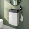 GoodHome Meuble lave-mains blanc brillant Imandra l.44 cm Imandra + plan vasque béton gris,