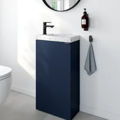 Homesight Meuble lave-mains bleu nuit mat l.44 cm Imandra + plan vasque terrazzo, GoodHome* Lave-Mains