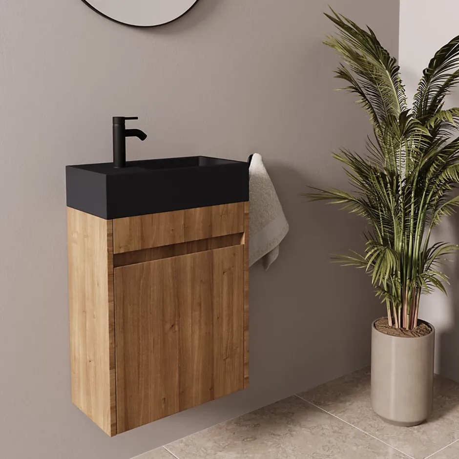 Lomazoo Meuble lave-mains chêne chaud Ibiza - 40cm