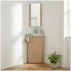 Mob-In Meuble lave-mains d'angle SORRENTO avec vasque en résine* Meuble Wc