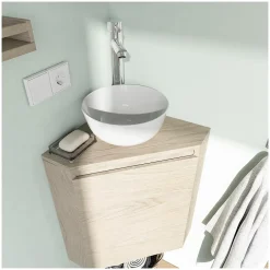 Mob-In Meuble lave-mains d'angle SORRENTO + vasque* Meuble Wc|Meuble De Salle De Bains Faible Profondeur