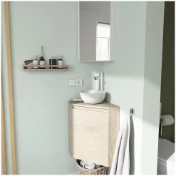 Mob-In Meuble lave-mains d'angle SORRENTO + vasque* Meuble Wc|Meuble De Salle De Bains Faible Profondeur