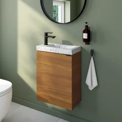 Homesight Meuble lave-mains effet noyer l.44 cm Imandra + plan vasque terrazzo, GoodHome* Lave-Mains
