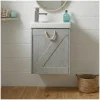 Mob-In Meuble lave-mains gris bord de mer + robinet MISTRAL* Lave-Mains