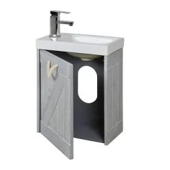Mob-In Meuble lave-mains gris bord de mer + robinet MISTRAL* Lave-Mains