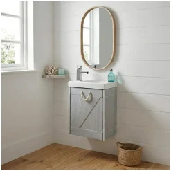 Mob-In Meuble lave-mains gris bord de mer + robinet MISTRAL* Lave-Mains