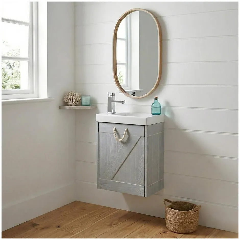 Mob-In Meuble lave-mains gris bord de mer + robinet MISTRAL* Lave-Mains