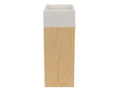 Homesight Meuble lave-mains Java effet chêne clair et jute l.44 cm + plan vasque lave-mains béton moucheté