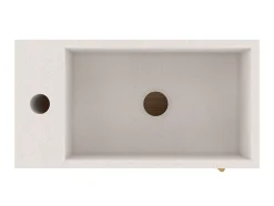 Homesight Meuble lave-mains Java effet chêne clair et jute l.44 cm + plan vasque lave-mains béton moucheté