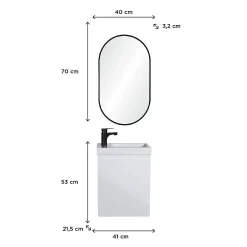 Mob-In Meuble lave-mains LISA + miroir ovale* Lave-Mains