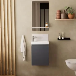 Mob-In Meuble lave-mains LISA + miroir tablette* Meuble De Salle De Bains Faible Profondeur|Lave-Mains