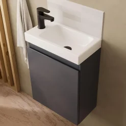 Mob-In Meuble lave-mains LISA + miroir tablette* Meuble De Salle De Bains Faible Profondeur|Lave-Mains