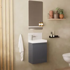 Mob-In Meuble lave-mains LISA + miroir tablette* Meuble De Salle De Bains Faible Profondeur|Lave-Mains