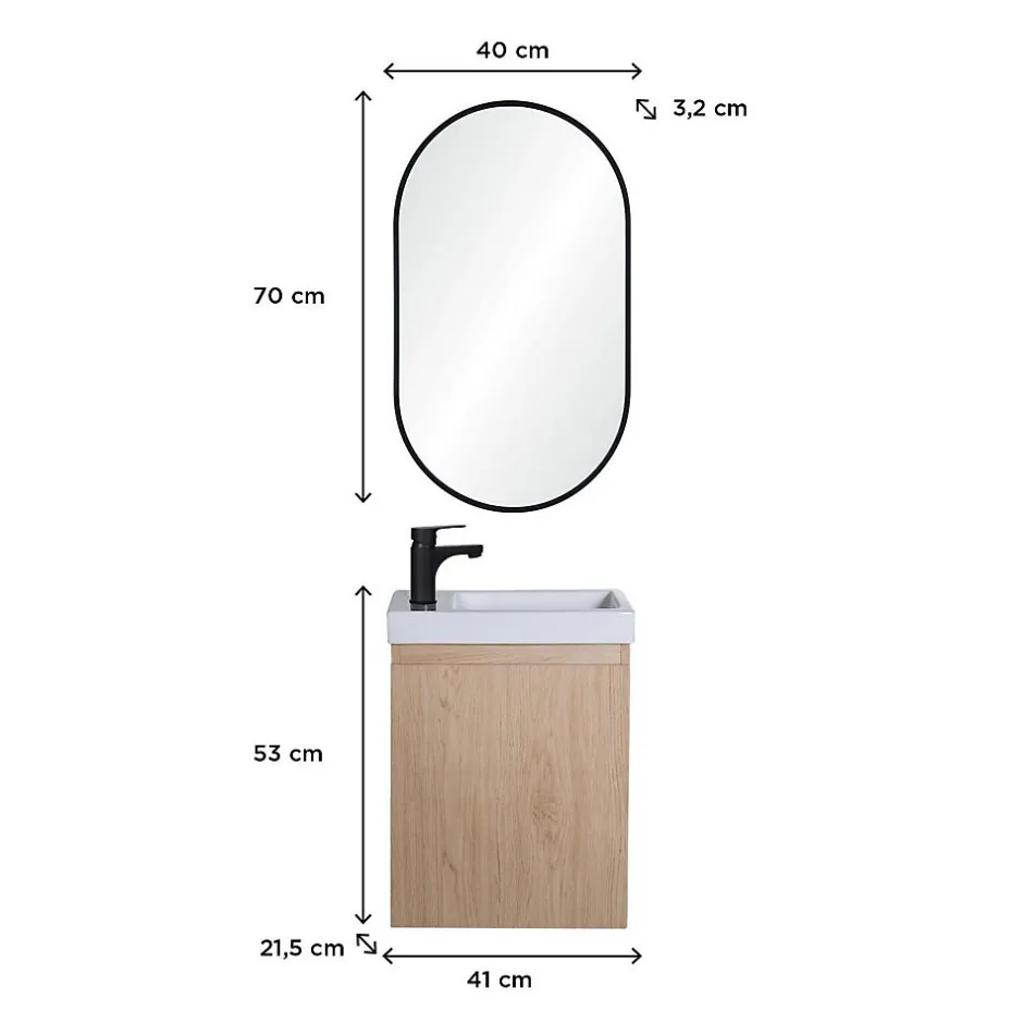 Mob-In Meuble lave-mains LISA + miroir ovale