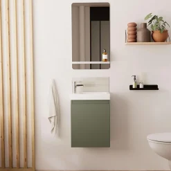 Mob-In Meuble lave-mains LISA + robinet chromé + miroir rectangulaire
