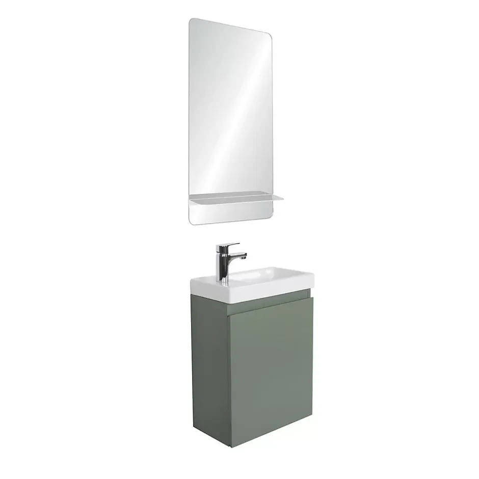 Mob-In Meuble lave-mains LISA + robinet chromé + miroir rectangulaire