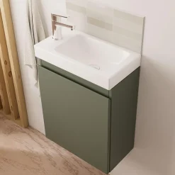 Mob-In Meuble lave-mains LISA + robinet chromé + miroir rectangulaire