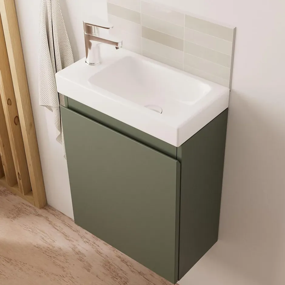 Mob-In Meuble lave-mains LISA + robinet chromé + miroir rectangulaire