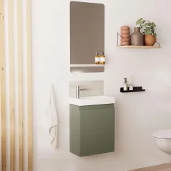 Mob-In Meuble lave-mains LISA + robinet chromé + miroir rectangulaire