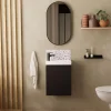 Mob-In Meuble lave-mains LISA + robinet noir + miroir ovale* Lave-Mains