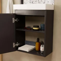 Mob-In Meuble lave-mains LISA + robinet noir + miroir ovale* Lave-Mains