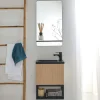Mob-In Meuble lave-mains NOVA décor chêne suspendu + miroir rectangulaire* Meuble Wc