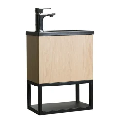 Mob-In Meuble lave-mains NOVA suspendu métal et bois avec vasque en résine 40x50cm