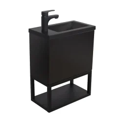 Mob-In Meuble lave-mains NOVA suspendu métal et bois avec vasque en résine 40x50cm* Lave-Mains